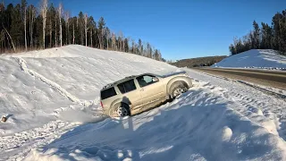 Покатушки на внедорожнике по снегу. Едем в лес на горку) Light off-road Nissan Pathfinder R51