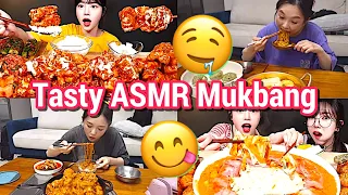 Creamy Crispy Delicious Food Eating ASMR |Crispy Creamy Chicken, Noodles, Rose Tteokboki, Dumplings