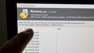 How to select multiple files in Recuva (Checkbox, Space bar)