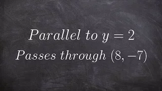 Write the equation of a line parallel to another through a given point