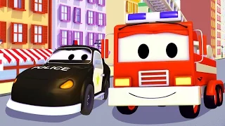 Samochodowy Patrol wóz strażacki i radiowóz | Samochody  bajka dla dzieci