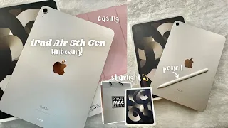 iPad Air 5 unboxing 🌷: 256gb starlight 💫+ alternative Apple Pencil and accessories