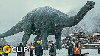 Maisie & Apatosaurus - Snow Lumber Yard Scene | Jurassic World Dominion (2022) Movie Clip HD 4K