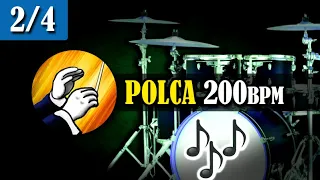200 bpm - 2/4 Base ritmo de "POLCA" en Batería para practicar Practicador