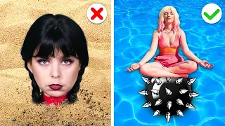 ¡Merlina VS Enid: Trucos De Verano☀️! || TRUCOS DE VERANO PARA PADRES INTELIGENTES EN VACACIONES