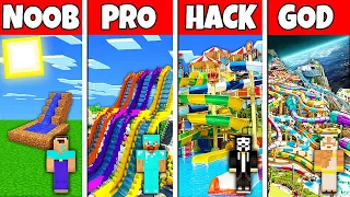 Minecraft Battle: NOOB vs PRO vs HACKER vs GOD! AQUA WATERPARK BUILD CHALLENGE in Minecraft