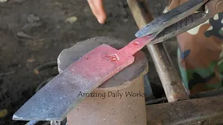 Turning A Rusty Leaf Spring into A Chopping Knife || Sharp Straight Knife