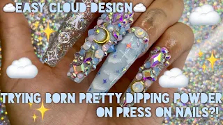 DIY PRESS ON NAILS WITH BORN PRETTY DIPPING POWDER SYSTEM | review | easy cloud nails | vanity Val