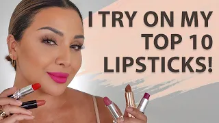 I TRY ON MY TOP 10 LIPSTICKS 2021 | NINA UBHI