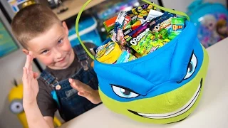 HUGE Teenage Mutant Ninja Turtles Surprise Bucket TMNT Super Heroes Toys for Boys Kinder Playtime