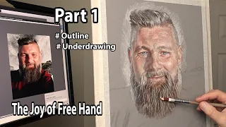 Pastel Portrait Tutorial ~ Enjoy the freedom of Free Hand | Outline and under-drawing... Part 1