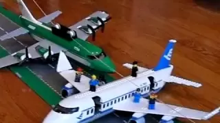 slow motion lego plane crash