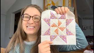 Pinwheel star quilt block tutorial- 2023 Scrappy Sampler- Block 1