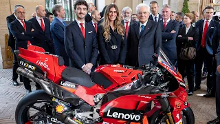 Presentazione della moto vincitrice del mondiale moto GP al Presidente Mattarella