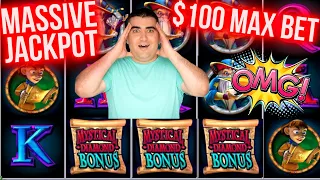 $100 Spin MASSIVE JACKPOT HANDPAY On Diamond Queen Slot Machine