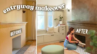 EXTREME ENTRYWAY ROOM MAKEOVER WITH REVEAL | fireplace demo & tiling