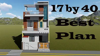 17 by 40 house plan with interior # 17 by 40 best house plan # 17 by 40 house plan