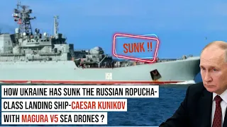 Magura V5 sea drones strikes | Russian #CaesarKunikov sunk by Ukraine !