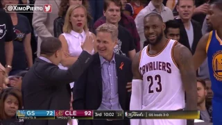 Steve Kerr Having a Laugh With LeBron James Game 4 Warriors vs Cavaliers 2017 NBA Finals