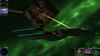 Federation Taskforce VS A Borg Tactical Cube Battle Star Trek Bridge Commander