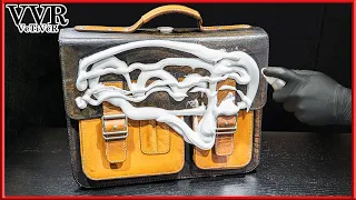 [ASMR] 'Dye & Restore' German Vintage Satchel Bag  -4k  satisfying  Brush Sponge Rub