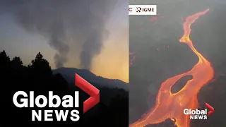 La Palma volcano: Drone video captures stunning lava flow as volcanic dust disrupts air travel