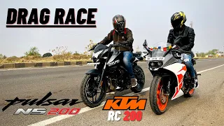 NS 200  Vs  RC 200 | DRAG RACE 🔥😱| Top End Test🤯| Highway Battle | @RevBreakerX