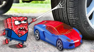 Ohh God! Car Crushing Spiderman Spongebob vs Spiderman Car 🚓 Crushing Crunchy & Soft Things by Car