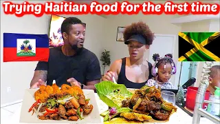 Jamaican Family Eating Haitian Food for The First Time (Mukbang)