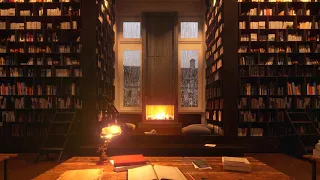 УЮТНАЯ дождливая библиотека с камином | Видео для учебы, а не для сна
