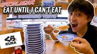 Eating Conveyor Sushi Special Menus Until I can't Eat at "KURA SUSHI" in IKEBUKURO Ep.297