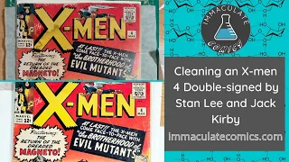 Wet cleaning, Staple cleaning, tape removal, immacuwashing  a Double-Signed X-men 4