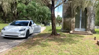 Tesla Catches So Many Ghosts In A Cemetery Including A Ghost On A Motorcycle And Dog Ghosts! #tesla