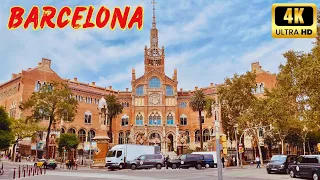 [4K]🇪🇸 BARCELONA | Walking tour: Gaudi Avenue, Sagrada Familia, Rambla Catalunya, Plaza Catalunya.