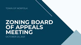 Norfolk Zoning Board of Appeals Meeting - October 20, 2021