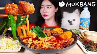 ASMR * SPICY ROASTED BEEF INTESTINES 🔥 (feat. FRIED RICE) MAKGEOLLI & UDON NOODLES & KIMCHI MUKBANG