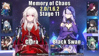 E0 Clara & E0S1 Black Swan | Memory of Chaos 11 2.0/1.6.2 3 Stars | Honkai: Star Rail