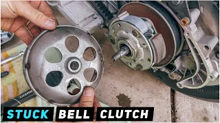 Vespa LX - How to remove stuck clutch housing / bell | Mitch's Scooter Stuff
