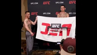 Justin Gaethje Holded Towel For Max Holloway Weigh in