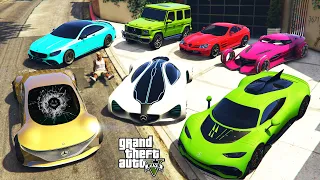 GTA 5 - Stealing *NEW* Luxury Mercedes Cars with Franklin! (Real Life Cars #149)