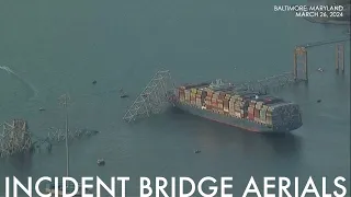 Drone view shows the extent of damage to major Baltimore bridge after being hit by ship