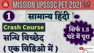 UPSSSC PET 2021 HINDI CLASSES | एक ही विडियो में  | संधि | Sandhi | Hindi Part 1