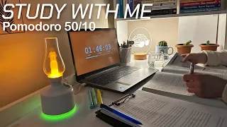 2 Hour Study with Me at Night 🌙 | Rain + Calm Piano | Pomodoro 50/10