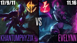 SPAMKHASPAM KHA'ZIX vs EVELYNN | EUW MASTER | Patch 11.16