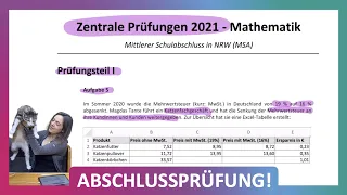 ZP 10 NRW Mathe 2021 | Mittlerer Schulabschluss Realschule MSA | Teil 1 A5 | Excel, Tabellen