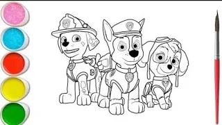 Draw Paw Patrol Coloring For Kids & Toddlers I Kids Colour & World 💕🦄 #draw#colors#kids