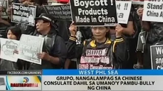 Grupo, nangalampag sa Chinese consulate dahil sa umano'y pambu-bully ng China