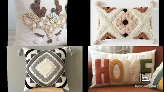 افكار تطريز إبرة النفاش |Punch needle embroidery| pillow cover | cushion covers