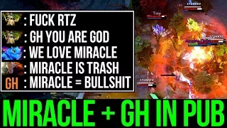 When You Meet 18K MMR in Unranked Game - Miracle- & GH vs Fans Dota2