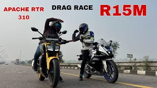 YAMAHA R15M VS TVS APACHE RTR 310 😑😑🤣🤣 HO GAI LADAI KON JEETEGA RACE LAST ME YE KYA HO GYA 😥💔